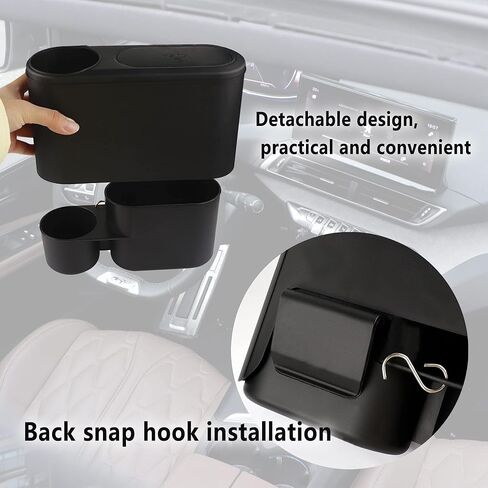Multifunctional Mini 2-in-1 Car Trash Can with Lid and Cup Holder, Universal Car Seat Organizer for Cell Phone, Can Store Umbrellas, Drinks, Keys, Cell Phones, etc. in Kuwait