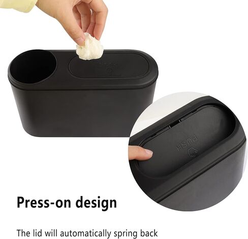 Multifunctional Mini 2-in-1 Car Trash Can with Lid and Cup Holder, Universal Car Seat Organizer for Cell Phone, Can Store Umbrellas, Drinks, Keys, Cell Phones, etc. in Kuwait