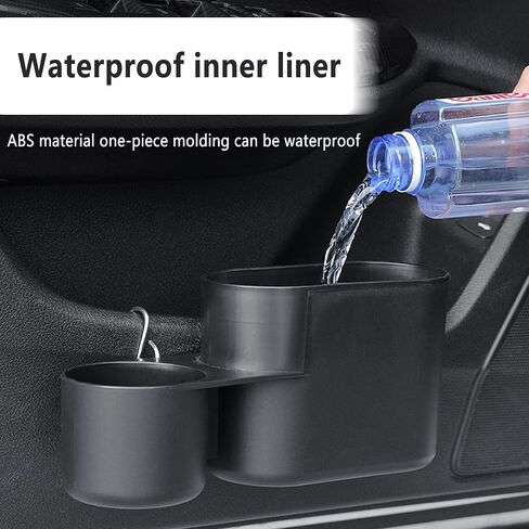 Multifunctional Mini 2-in-1 Car Trash Can with Lid and Cup Holder, Universal Car Seat Organizer for Cell Phone, Can Store Umbrellas, Drinks, Keys, Cell Phones, etc. in Kuwait