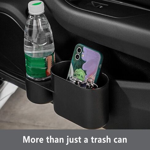 Multifunctional Mini 2-in-1 Car Trash Can with Lid and Cup Holder, Universal Car Seat Organizer for Cell Phone, Can Store Umbrellas, Drinks, Keys, Cell Phones, etc. in Kuwait