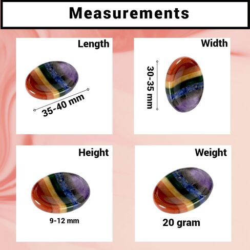 Anaya Agate Worry Stones – 7 Chakra Crystal Thumb Worry Stone for Anguish, Stress – Relaxing and Soothing Balance Stones for Meditation, Stress Relief – Healing Stones and Crystals for Men and Women in Saudi Arabia
