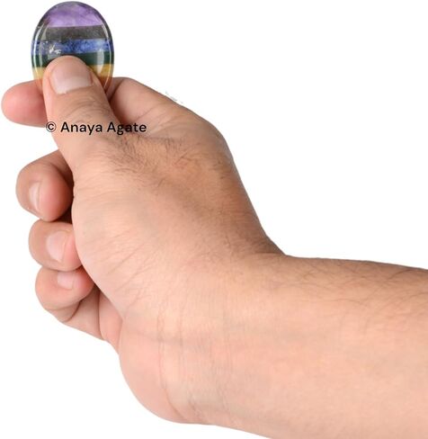 Anaya Agate Worry Stones – 7 Chakra Crystal Thumb Worry Stone for Anguish, Stress – Relaxing and Soothing Balance Stones for Meditation, Stress Relief – Healing Stones and Crystals for Men and Women in Saudi Arabia