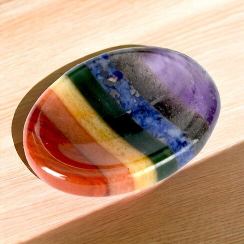 Anaya Agate Worry Stones – 7 Chakra Crystal Thumb Worry Stone for Anguish, Stress – Relaxing and Soothing Balance Stones for Meditation, Stress Relief – Healing Stones and Crystals for Men and Women in Saudi Arabia