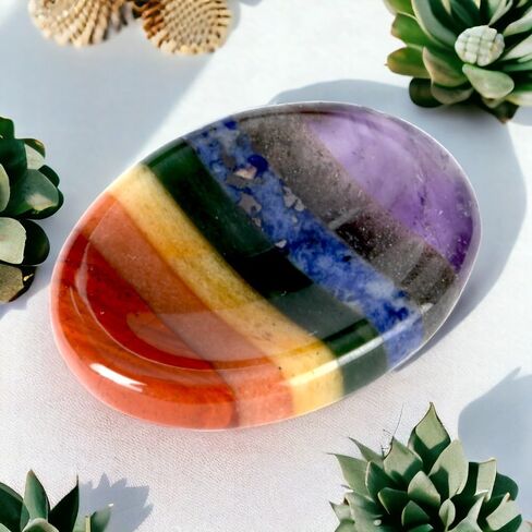 Anaya Agate Worry Stones – 7 Chakra Crystal Thumb Worry Stone for Anguish, Stress – Relaxing and Soothing Balance Stones for Meditation, Stress Relief – Healing Stones and Crystals for Men and Women in Saudi Arabia