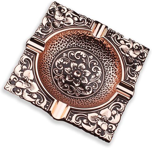 Vintage Cigar Ashtray for Men 4 Cigar Holders Metal Cigar Ash Trays For Patio Outdoor Indoor Outside Home Decor Garden Great Cool Decorative Cigar Accessories Gifts For Smoker Lover(Gold) in Saudi Arabia
