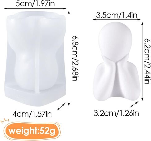 Voyyphixa 3D Human Statues Sculptures Silicone Candle Molds Resin Molds Candles Body Silicone Mold Figure Moulds for Resin DIY Making Statue Candle Aromatherapy Soap Clay Craft (Candle C) in Kuwait