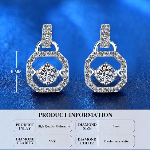 Moissanite Stud Earrings 925 Sterling Silver Women's Stud Earrings, 1-3ct DE Color Suitable for Sensitive Ears Hypoallergenic Christmas Gift in Saudi Arabia