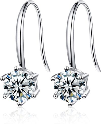 GlmrngDQ GlmrngDQ Moissanite Stud Earrings 925 Sterling Silver Women's Suitable for Sensitive Ears Hypoallergenic Christmas Jewelry Gift in Saudi Arabia