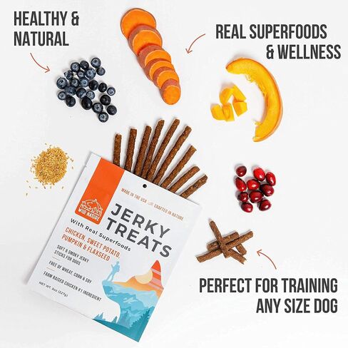 Wild Nature Chicken Jerky for Dogs Sticks | Made in The USA Only | Healthy, All-Natural Chicken Jerky Dog Treats | High Protein, Soft Dog Jerky Treats | Grain Free Superfoods | Perfect Training Treats in Saudi Arabia