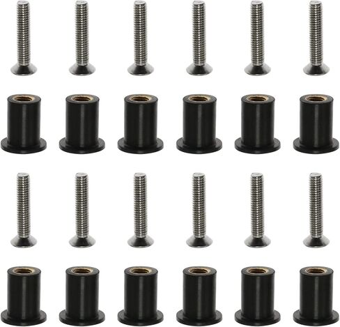 JianLing 12 Sets Neoprene Well Nut Rubber Expansion Brass Nuts with Stainless Steel Screw (12 pcs M6 Straight Type + 12 pcs Cross Flat Head Screw M6*25mm) in Kuwait