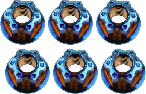 Wanyifa Titanium M6 M8 M10 M12 M14 M16 Flange Bolt Nut Bicycle Motorcycle Rear Axle Car Modification Accessories Pack of 6 (M8 Pitch 1.25mm, Fire Blue) in Saudi Arabia