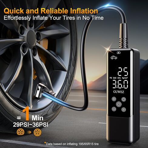 منفاخ إطارات محمول لإطارات السيارات، مضخة هواء ذكية سريعة 2X، منفاخ إطارات تلقائي 120 رطل لكل بوصة مربعة مع شاشة LCD مع ضوء الطوارئ in Saudi Arabia