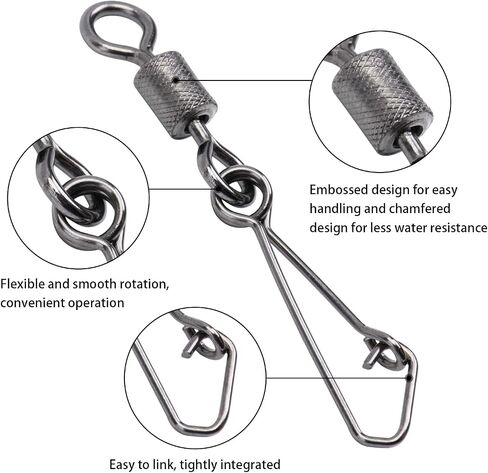 Goture High Strength Fishing Snap Swivels Ball Bearing Swivels Stainless Fishing Swivels Saltwater Corrosion Resistance Barrel Swivel for Freshwater Fishing in Saudi Arabia