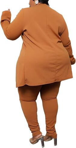 Aro Lora Womens Plus Size 2 Piece Outfits Open Front Blazer and Long Pant Suits Set in Saudi Arabia