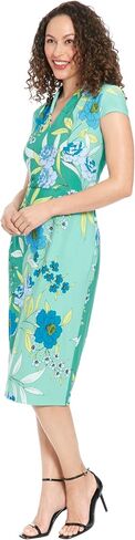 London Times Women's V-Neck Cap Sleeve Sheath Dress Guest of Desk to Dinner Easy Comfortable Garden Party in Saudi Arabia