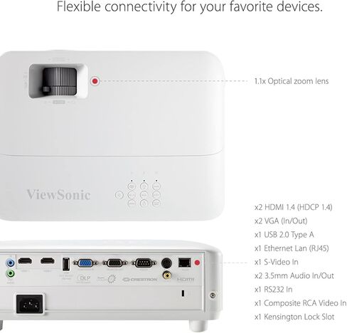 جهاز عرض ViewSonic PG706HD 4000 Lumens Full HD 1080p مع RJ45 LAN تحكم عمودي وتكبير بصري للمنزل والمكتب in Kuwait
