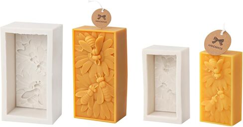 Bee Flower Candle Soap Mold, Honeybee Flower Rectangular Silicone Mold for Beeswax Candle, Soap, Lotion Bar, Fondant, Dessert, DIY Crafts (Small) in Saudi Arabia