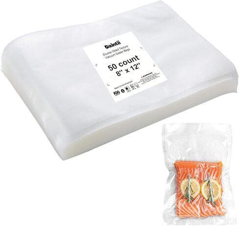 Vacuum Sealer Bags, 50 Count 8x12inch Vacuum Seal Bags Fits for Food Saver, Geryon and Other Vacuum Sealer Machines, BPA Free & Heavy Duty Safe for Food Storage, Meal Prep and Sous Vide in Kuwait