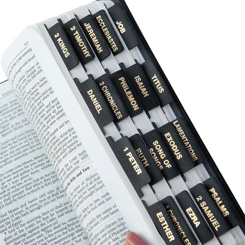 Leather Bible Tabs, Bible Index Tabs, Bible Tabs for Women and Men, 72 Bible Book Tabs for Study Bible, Gold Foil Printed, Great Christian Gift (Black) in Saudi Arabia