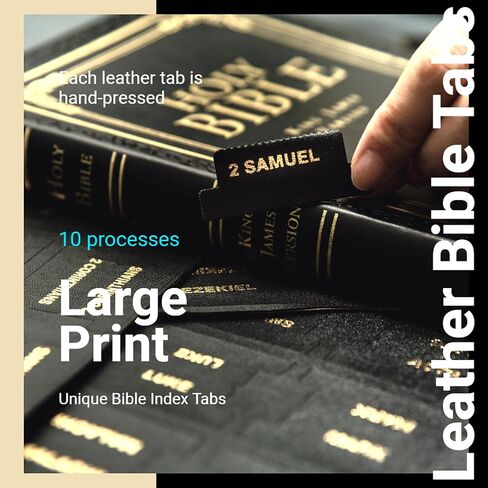 Leather Bible Tabs, Bible Index Tabs, Bible Tabs for Women and Men, 72 Bible Book Tabs for Study Bible, Gold Foil Printed, Great Christian Gift (Black) in Saudi Arabia