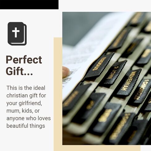 Leather Bible Tabs, Bible Index Tabs, Bible Tabs for Women and Men, 72 Bible Book Tabs for Study Bible, Gold Foil Printed, Great Christian Gift (Black) in Saudi Arabia