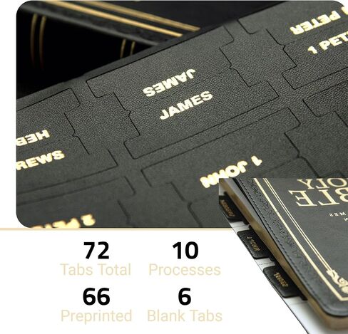 Leather Bible Tabs, Bible Index Tabs, Bible Tabs for Women and Men, 72 Bible Book Tabs for Study Bible, Gold Foil Printed, Great Christian Gift (Black) in Saudi Arabia