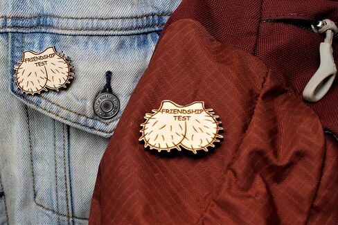 Bestie Testes Friendship Test Pin Set | Funny Testicle Gag Gift for Friends in Saudi Arabia