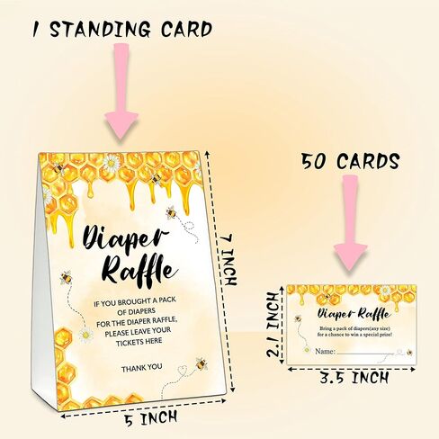 مجموعة ألعاب استحمام الطفل UTESG Diaper Raffle، تذاكر يانصيب حفاضات عسل النحل، تكشف عن جنس النحلة الطنانة وديكورات حفلات استحمام الطفل، 1 علامة واقفة + 50 بطاقة تخمين (B10) in Kuwait