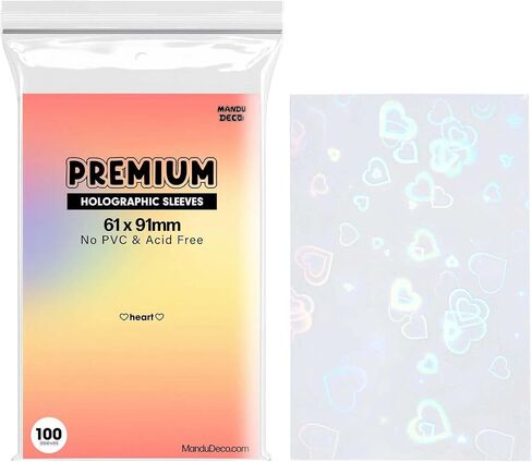 Heart Holographic Kpop Photocard Sleeves Card Protector PVC Free and Acid Free Shield Cover 100 Sleeves per Pack (57x88mm) in Saudi Arabia