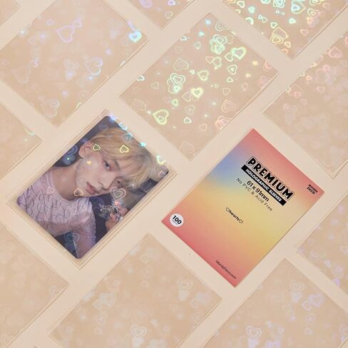 Heart Holographic Kpop Photocard Sleeves Card Protector PVC Free and Acid Free Shield Cover 100 Sleeves per Pack (57x88mm) in Saudi Arabia