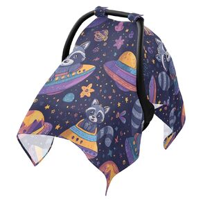 Cartoon Animal Raccoon Car Seat Cover Baby, Carseat Canopy Cover for Girl Boy, Breathable Baby Carrier Cover Stroller Sun Shade Universal Fit Breastfeeding Cover in Kuwait