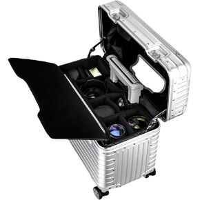 Full Aluminum Rolling Camera Bag 18" Camera Case | Wheeled Photography Gear Case, Carry-on Luggage, Dual TSA locks, Detachable Wheels & Dividers, Fits 17" laptop, DSLRs & Lens in Kuwait
