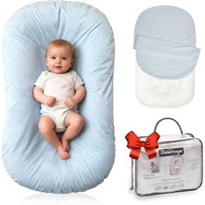 Baby Lounger Newborn 0-24 Months, Home and Travel Infant Cushion-Blue | Infant Support Cushion,Baby Support Cushion,Tummy Time Mat，Soft Cotton, Supervised Use, Baby Essentials Gift in Kuwait