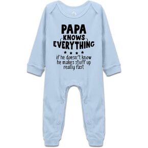 سالوبيت DOQOSESHY Papa Knows Everything مضحك للرضع بأكمام قصيرة وأكمام طويلة بدون أكمام in Kuwait