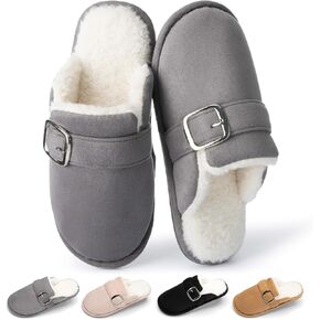 GOEWY Fuzzy Slippers for Women with Memory Foam Warm Winter Suede House Slippers Shoes Indoor Outdoor Gifts For Women Faux Fur Anti-Skid in Kuwait