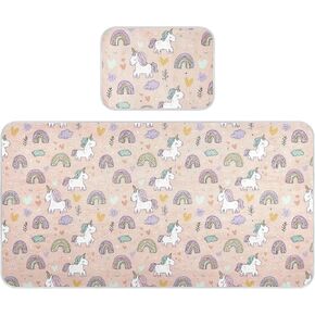 Cartoon Unicorns Rainbow Pink Cooling Baby Waterproof Crib Mattress Protector 28" x 52" Ultra Soft Pads Washable Waterproof for Kids, Adult in Saudi Arabia
