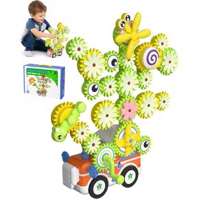 Toddler Toys Montessori Musical Train Set Gear Building Toys | Montessori Toys for Toddlers Electric Rotating Gear Learning Toys with Lights, DIY Creative Toys for 3 4 5 6 Years Old in Saudi Arabia