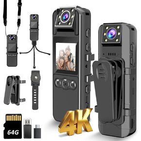 Body Camera with Audio and Video Recording, HD 1080P Body Cam with 180° Rotating Lens, 6HR Battery, IR Cut Auto Night Vision, 128GB Body Worn Camcorder, for Personal Civilians, Police Law Enforcement in Saudi Arabia
