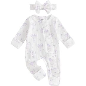 Newborn Baby Boy Clothes Cute Fall Long Sleeve Footed Jumpsuit | Baby Boy Coming Home Outfit,Baby Fall One-piece Jumpsuit,Doll Collar Romper,Long Sleeve Plaid Clothes,Preemie,Newborn,0-6M in Saudi Arabia
