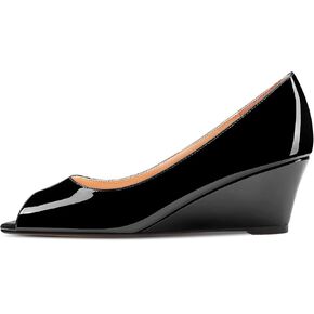 HDEUOLM Women Low Wedge Heel Peep Open Toe Slip-on Pumps Classic Cute Dress Sandals 2.0 Inches Heels in Saudi Arabia
