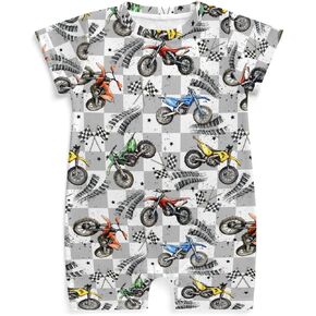 Cute Race Car Flag Black and White Plaid Baby Romper Tire Stars Checkered Vehicles Infant Outfit in Kuwait