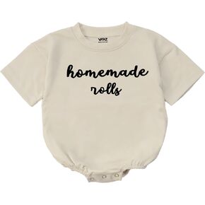 Homemade Rolls Baby Outfit - Thanksgiving Bubble Romper Long Sleeve Gifts One-piece Newborn Toddler in Kuwait