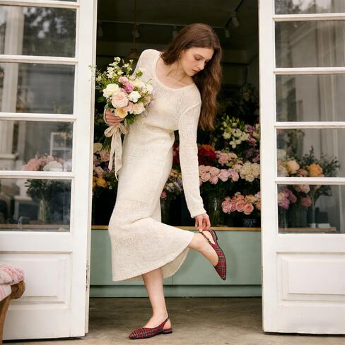 Eldof Women Low Heels Pointed Closed Toe Slingback Flats Ankle Straps Pumps Classic Dressy Elegant Shoes 1 Inch in Kuwait