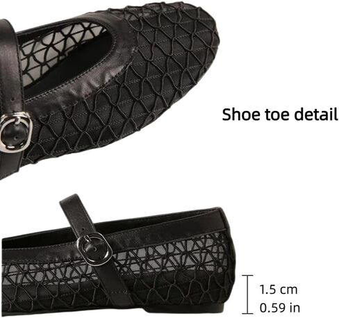 Women Breathable Mesh Mary Jane Flats Buckle Strap Closed Toe Hollow Ballerina Shoes Casual Summer Office Dress Footwear in Kuwait