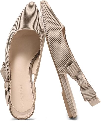 Coutgo Womens Slingback Flats Bow Pointed Closed Toe Dress Shoes Slip on Work Party Shoes in Kuwait