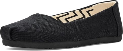 TOMS Women's Alpargata Ballet Flat, Textile Upper, Black/Black Heritage Canvas, 8.5 in Kuwait
