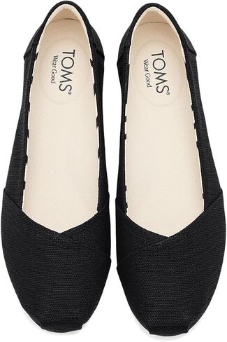 TOMS Women's Alpargata Ballet Flat, Textile Upper, Black/Black Heritage Canvas, 8.5 in Kuwait