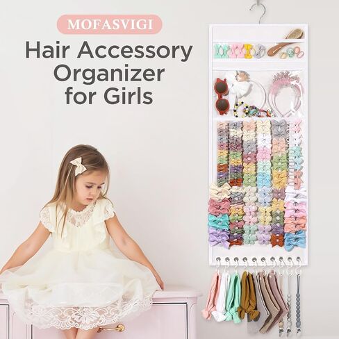 MOFASVIGI Headband Holder Hair Bows Organizer for Girls, Nursery Bow Hanger | Maximize vertical space, Extra-large capacity, Premium hanger hooks, Multiuse storage for daycare & kids rooms, 14.5''x35.5'' in Kuwait