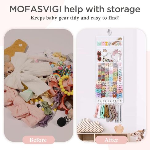 MOFASVIGI Headband Holder Hair Bows Organizer for Girls, Nursery Bow Hanger | Maximize vertical space, Extra-large capacity, Premium hanger hooks, Multiuse storage for daycare & kids rooms, 14.5''x35.5'' in Kuwait