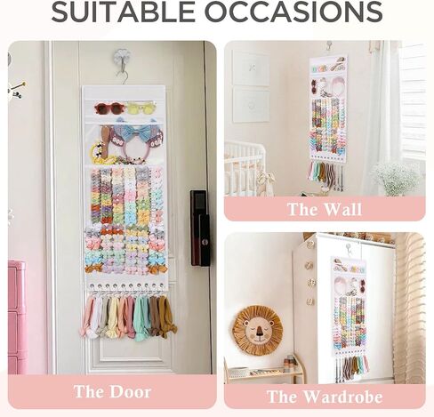 MOFASVIGI Headband Holder Hair Bows Organizer for Girls, Nursery Bow Hanger | Maximize vertical space, Extra-large capacity, Premium hanger hooks, Multiuse storage for daycare & kids rooms, 14.5''x35.5'' in Kuwait